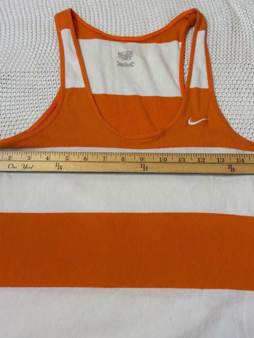 vintage nike striped fitted tank white orange sz XL y2k 2000s playground prep